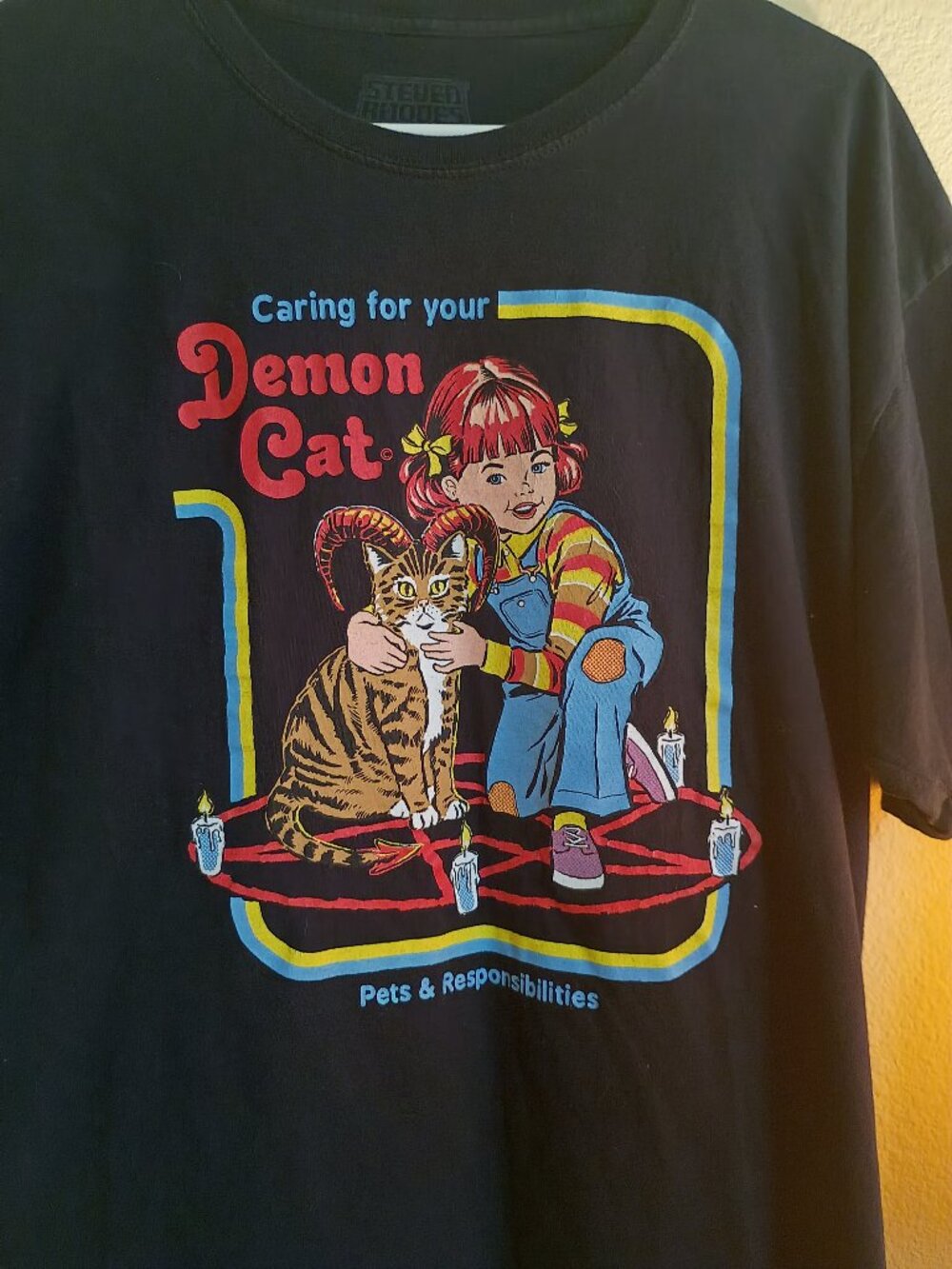 Steven Rhodes Caring For Your Demon Cat T-Shirt Large - Picture 3 of 10